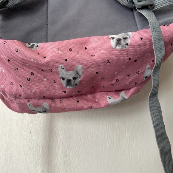 Jansport Backpack Trans Pink Pug Face Dog Heart Print Book Bag Full Size Nice - Picture 10 of 16